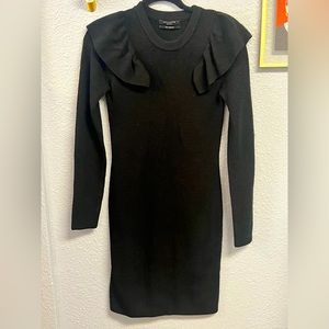 All Saints UK RUFFLE SHOULDER sweater dress Black- Size Medium